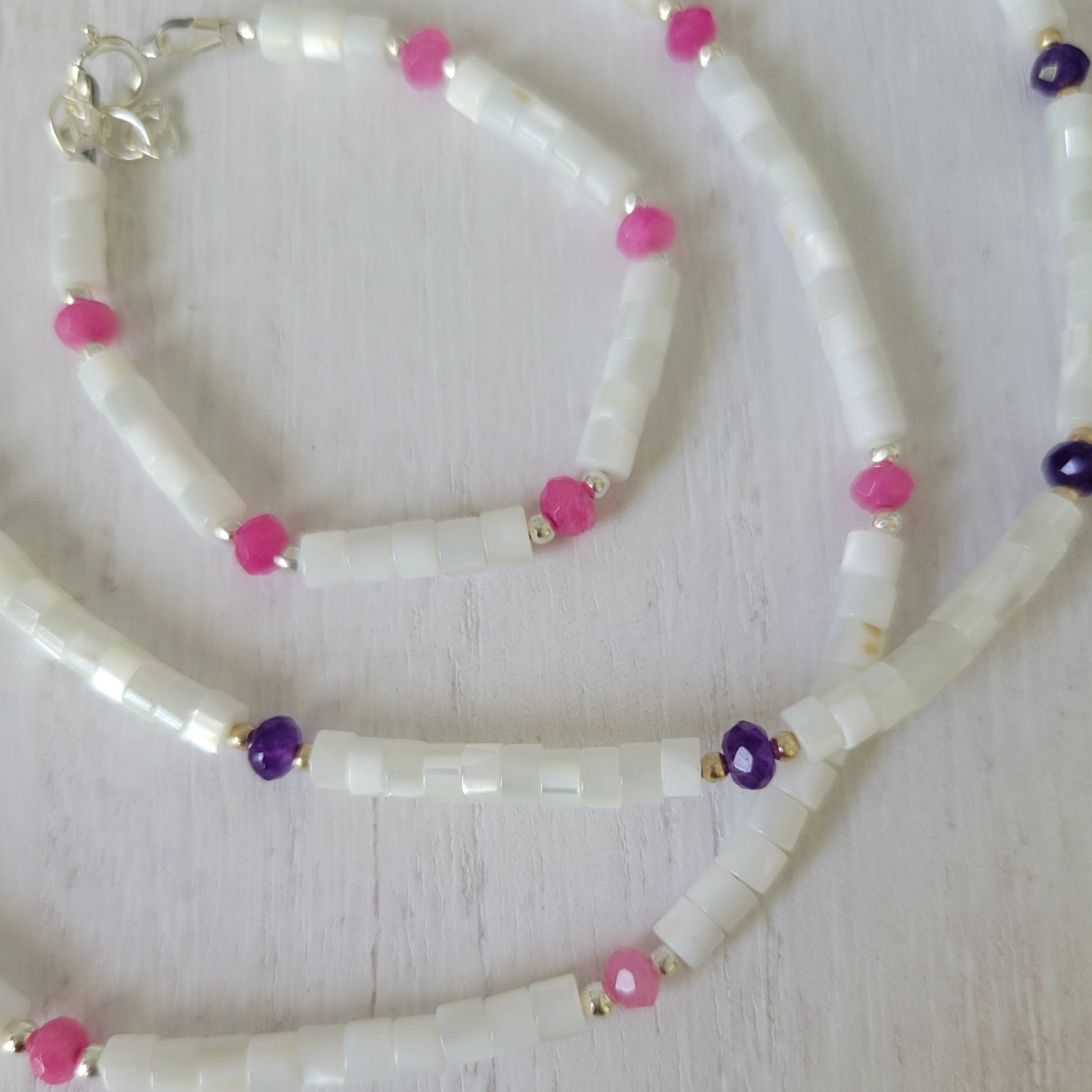"Grommet" Heishi Shell & Crystal Girl's Surfer or Yin & Yang Necklaces - Multiple Colors Available