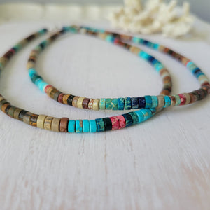 "Lil Grom" Multi Color Heishi Shell Surfer Necklaces - Multiple Colors Available