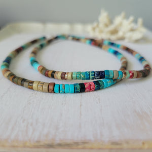 "Lil Grom" Multi Color Heishi Shell Surfer Necklaces - Multiple Colors Available