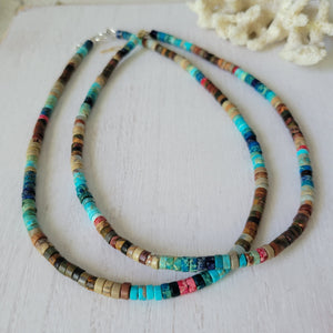 "Lil Grom" Multi Color Heishi Shell Surfer Necklaces - Multiple Colors Available