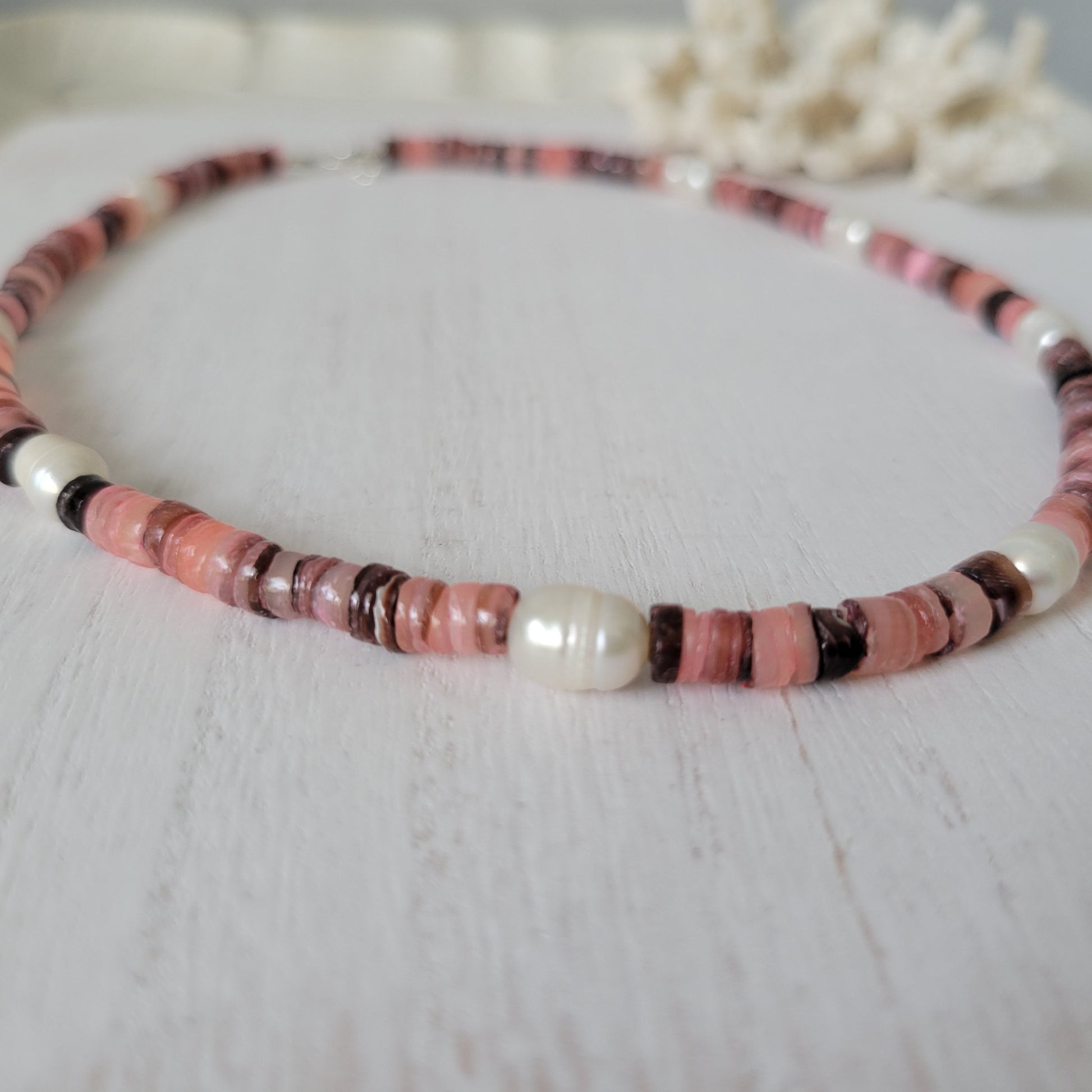 "Grommet" Heishi Shell & Freshwater Pearl Girl's Surfer Necklaces - Multiple Colors Available