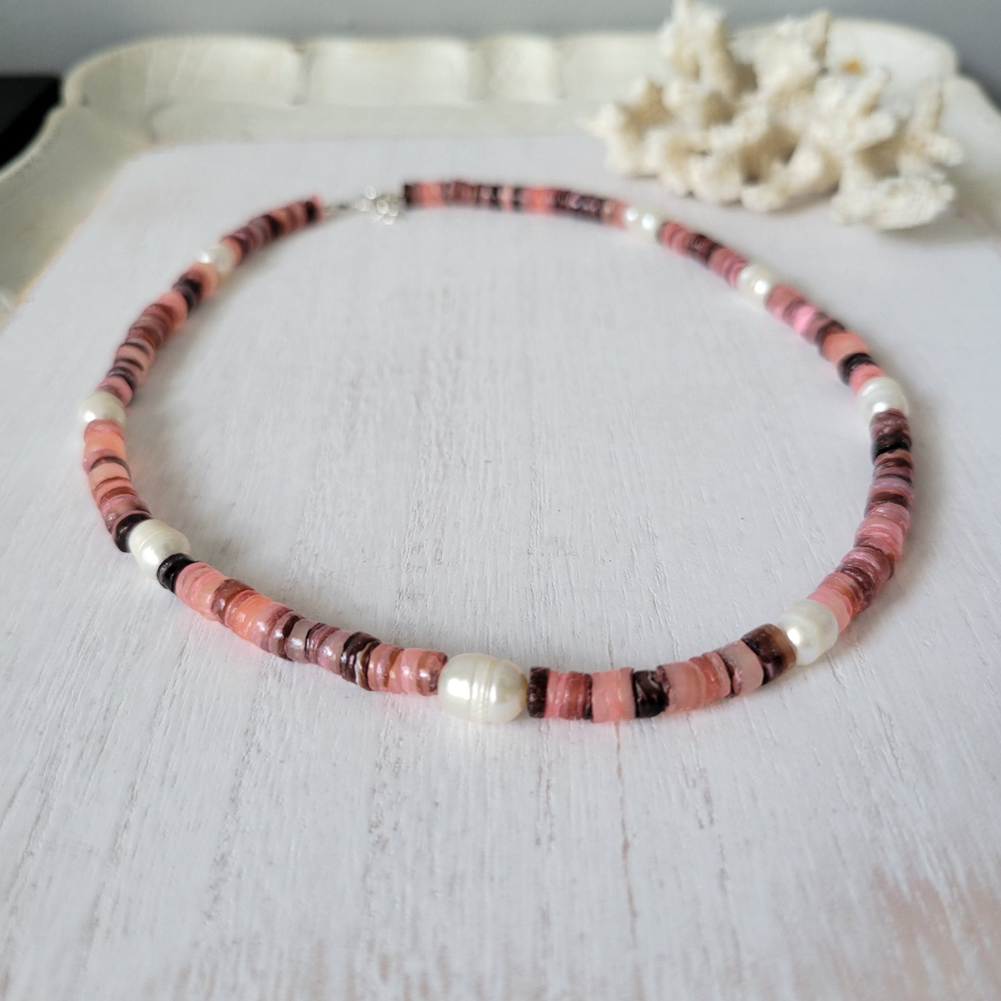"Grommet" Heishi Shell & Freshwater Pearl Girl's Surfer Necklaces - Multiple Colors Available