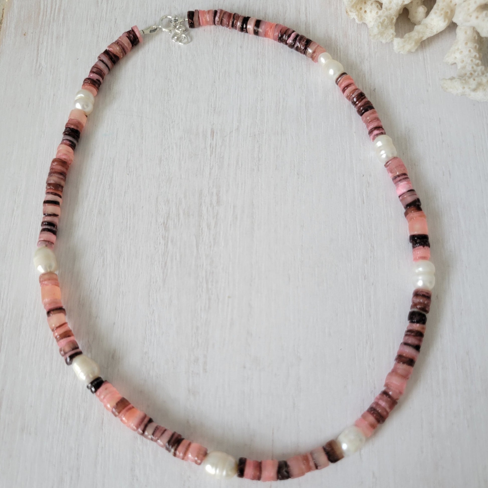 "Grommet" Heishi Shell & Freshwater Pearl Girl's Surfer Necklaces - Multiple Colors Available