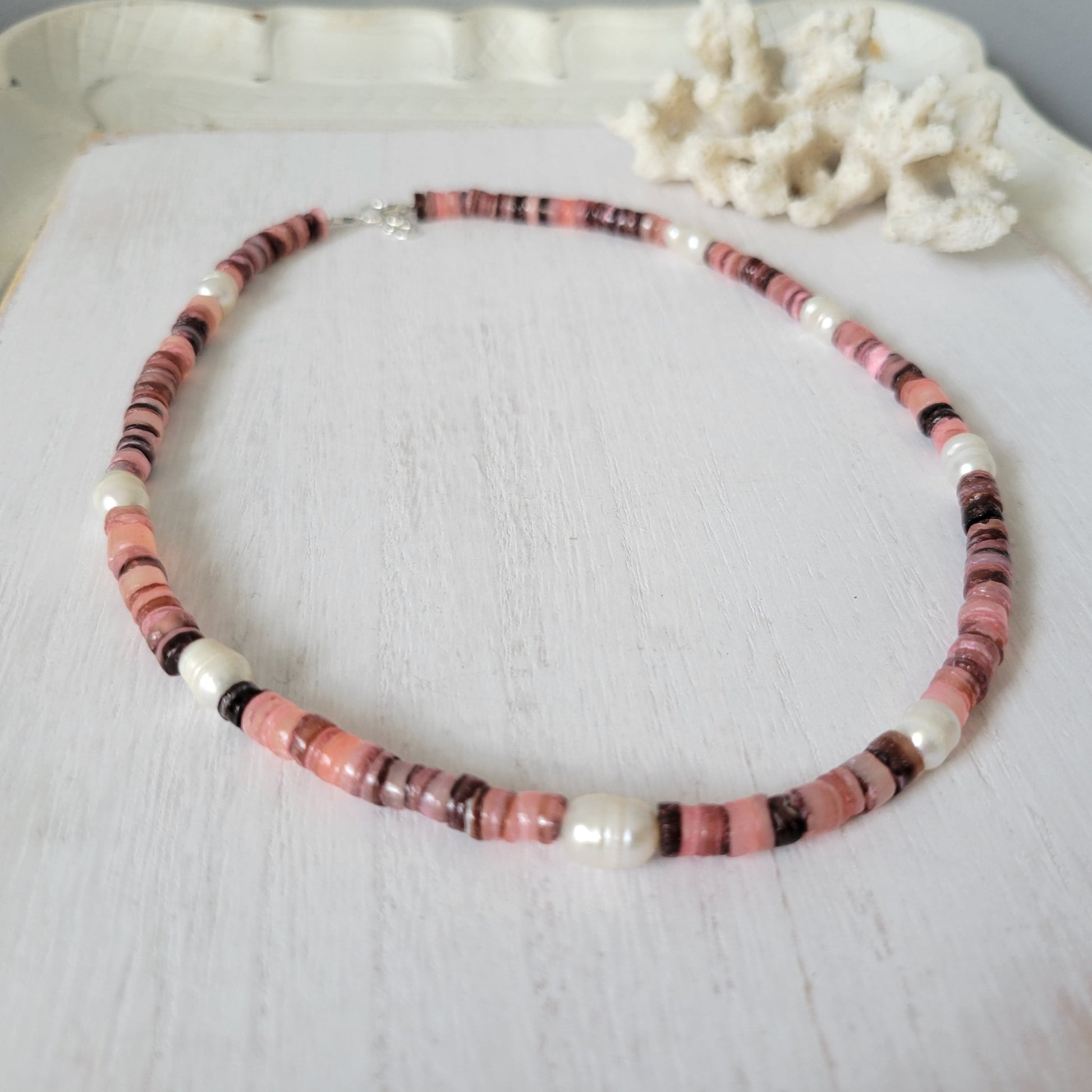 "Grommet" Heishi Shell & Freshwater Pearl Girl's Surfer Necklaces - Multiple Colors Available