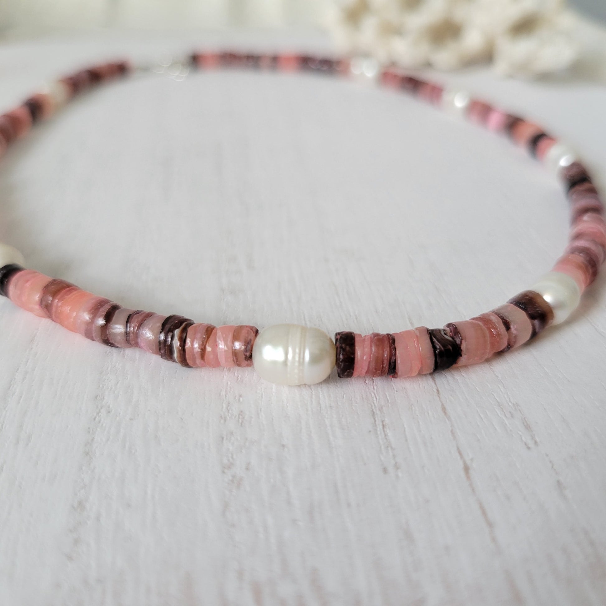 "Grommet" Heishi Shell & Freshwater Pearl Girl's Surfer Necklaces - Multiple Colors Available