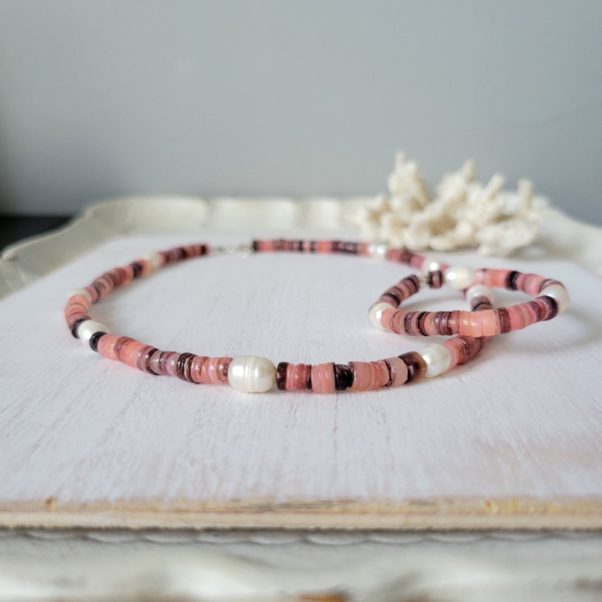 "Grommet" Heishi Shell & Freshwater Pearl Girl's Surfer Necklaces - Multiple Colors Available