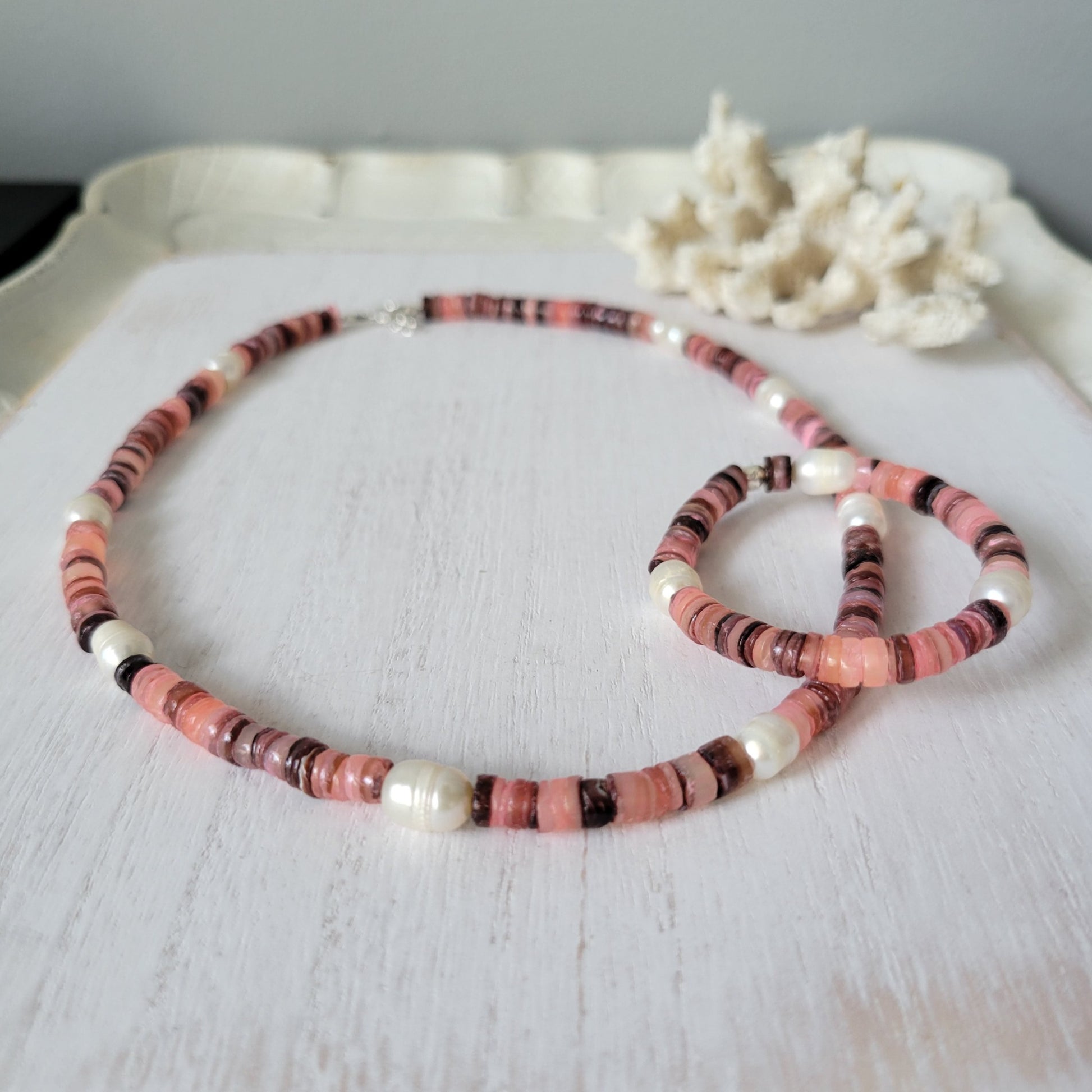 "Grommet" Heishi Shell & Freshwater Pearl Girl's Surfer Necklaces - Multiple Colors Available