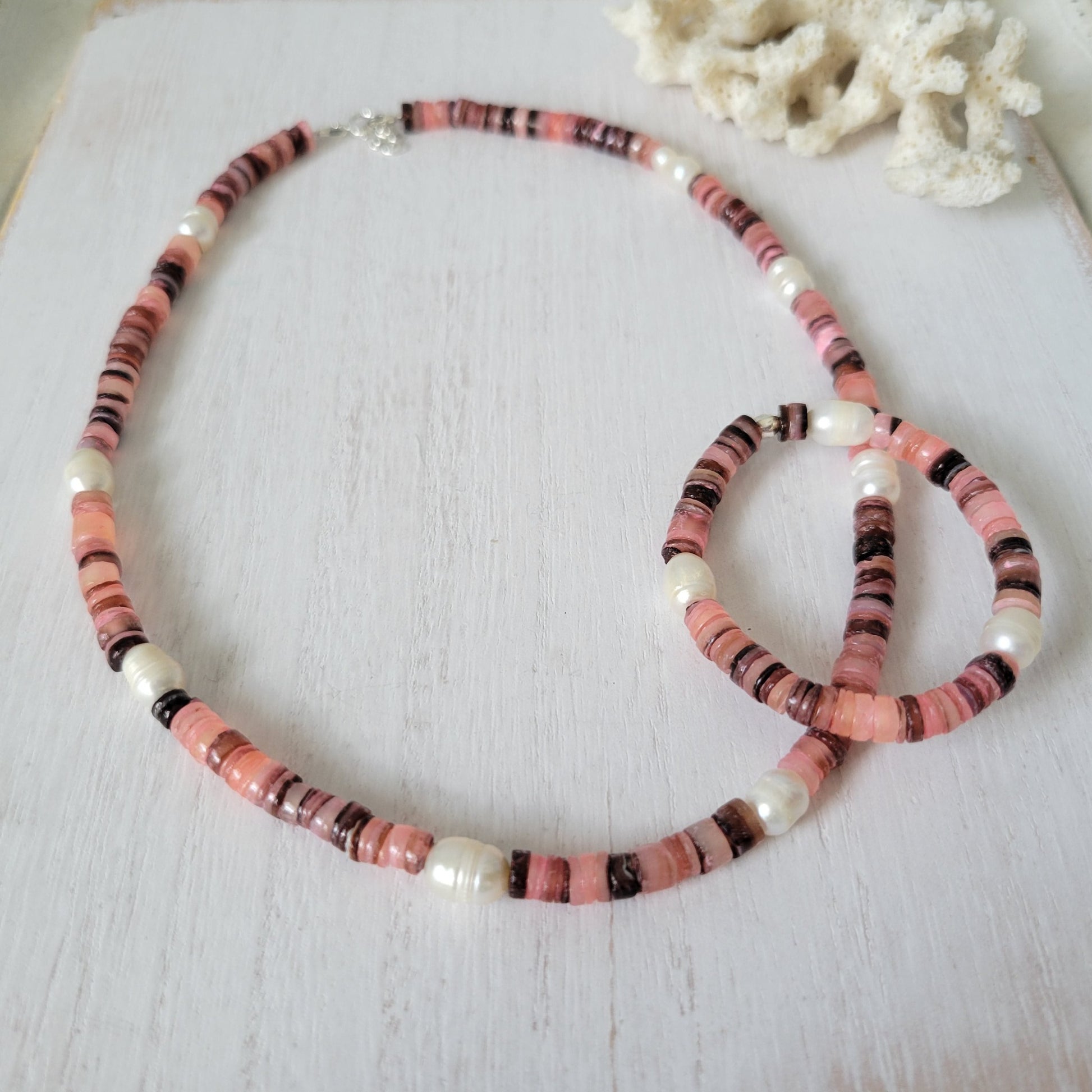 "Grommet" Heishi Shell & Freshwater Pearl Girl's Surfer Necklaces - Multiple Colors Available