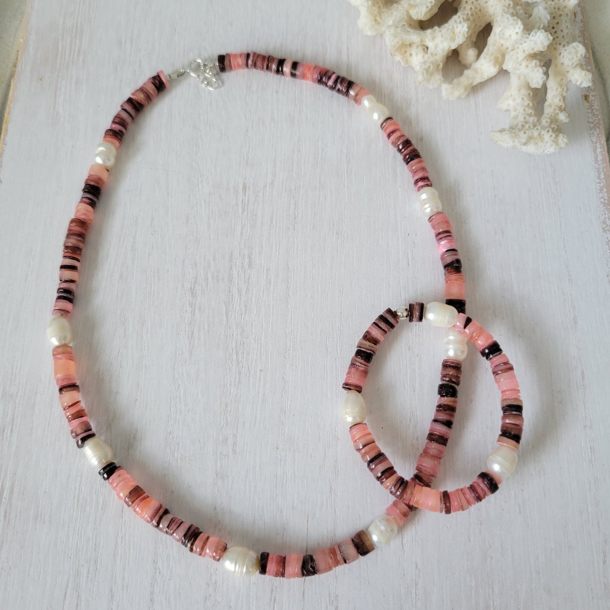 "Grommet" Heishi Shell & Freshwater Pearl Girl's Surfer Necklaces - Multiple Colors Available