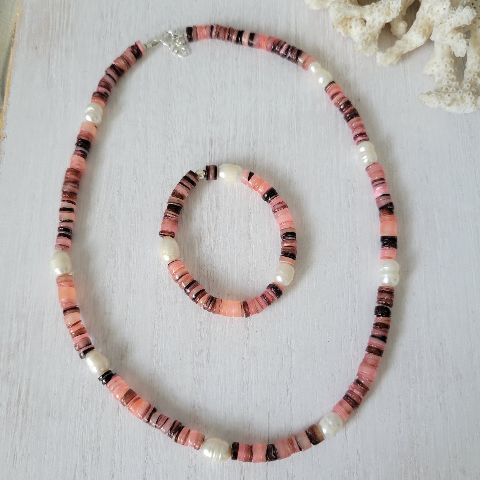 "Grommet" Heishi Shell & Freshwater Pearl Girl's Surfer Necklaces - Multiple Colors Available