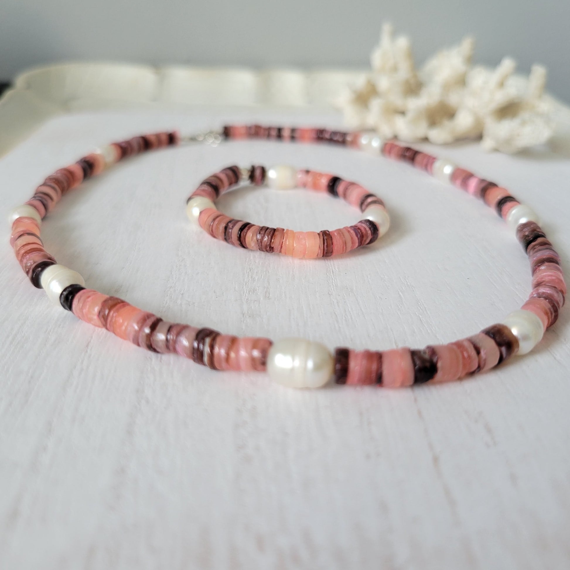 "Grommet" Heishi Shell & Freshwater Pearl Girl's Surfer Necklaces - Multiple Colors Available