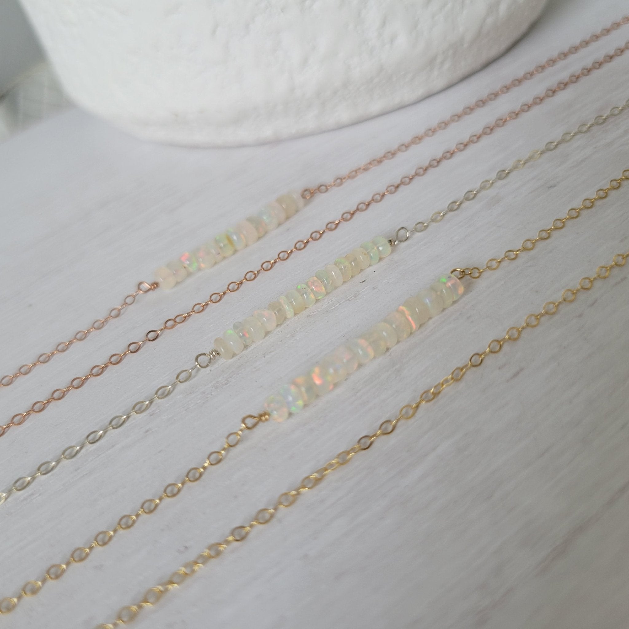 Natural Opal 1.5" Strip Necklace - Sterling, Gold or Rose Gold (Copy)