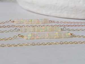 Natural Opal 1.5" Strip Necklace - Sterling, Gold or Rose Gold (Copy)