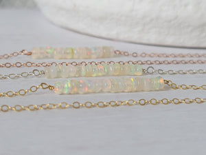 Natural Opal 1.5" Strip Necklace - Sterling, Gold or Rose Gold (Copy)