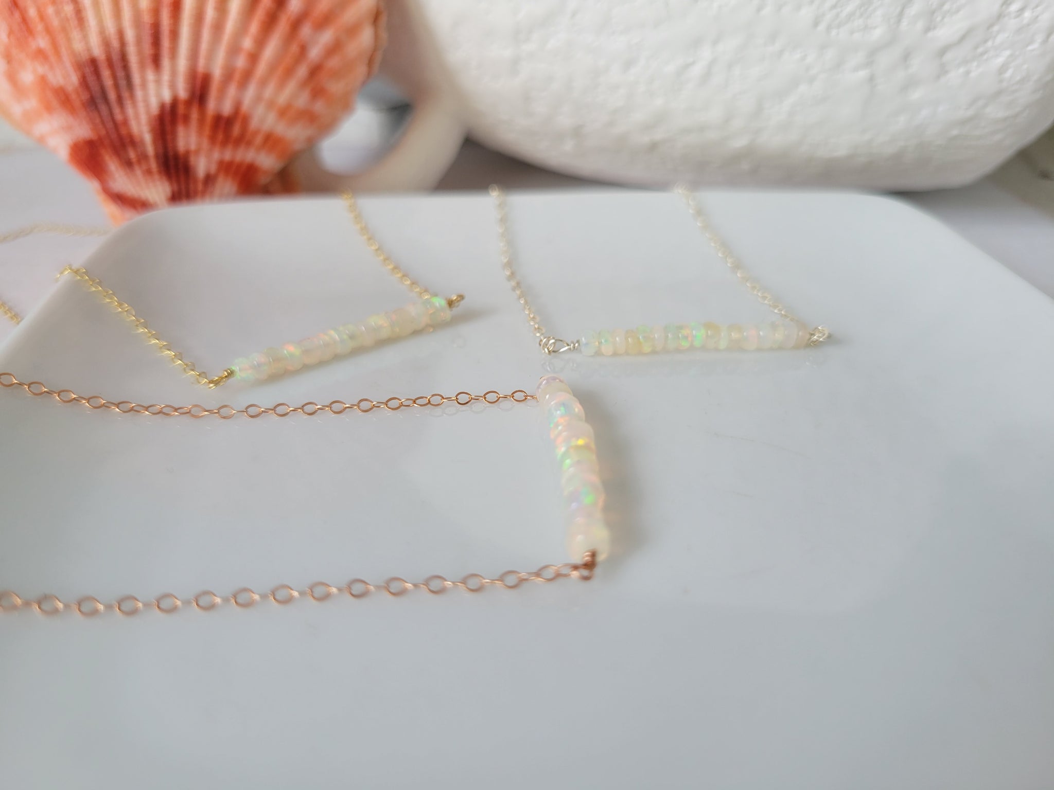 Natural Opal 1.5" Strip Necklace - Sterling, Gold or Rose Gold (Copy)