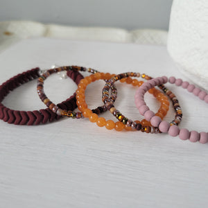 Girl's Fall Vibes Natural Stone and Bead Bracelets - Set of 3 or Each