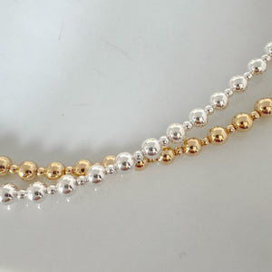 "Kristy" - Sterling or Gold Designer Beaded Layering Necklace - Mix of 5mm and 2.5mm Beads