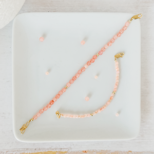 Pale Pink Natural Coral Mama and Mini Bracelets - Set or Each