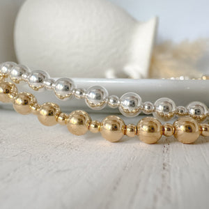 "Kristy" - Sterling or Gold Designer Beaded Layering Necklace - Mix of 5mm and 2.5mm Beads