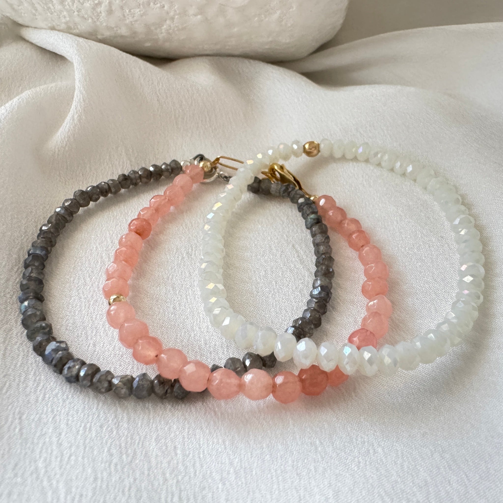 Pale Pink Natural Coral Mama and Mini Bracelets - Set or Each