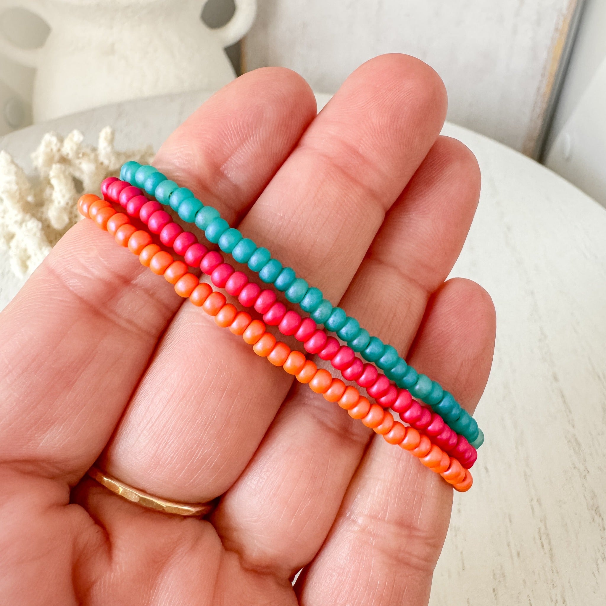 Aztec Color Collection Seed Bead Bracelet Stacking Set - Set of 3 or Each