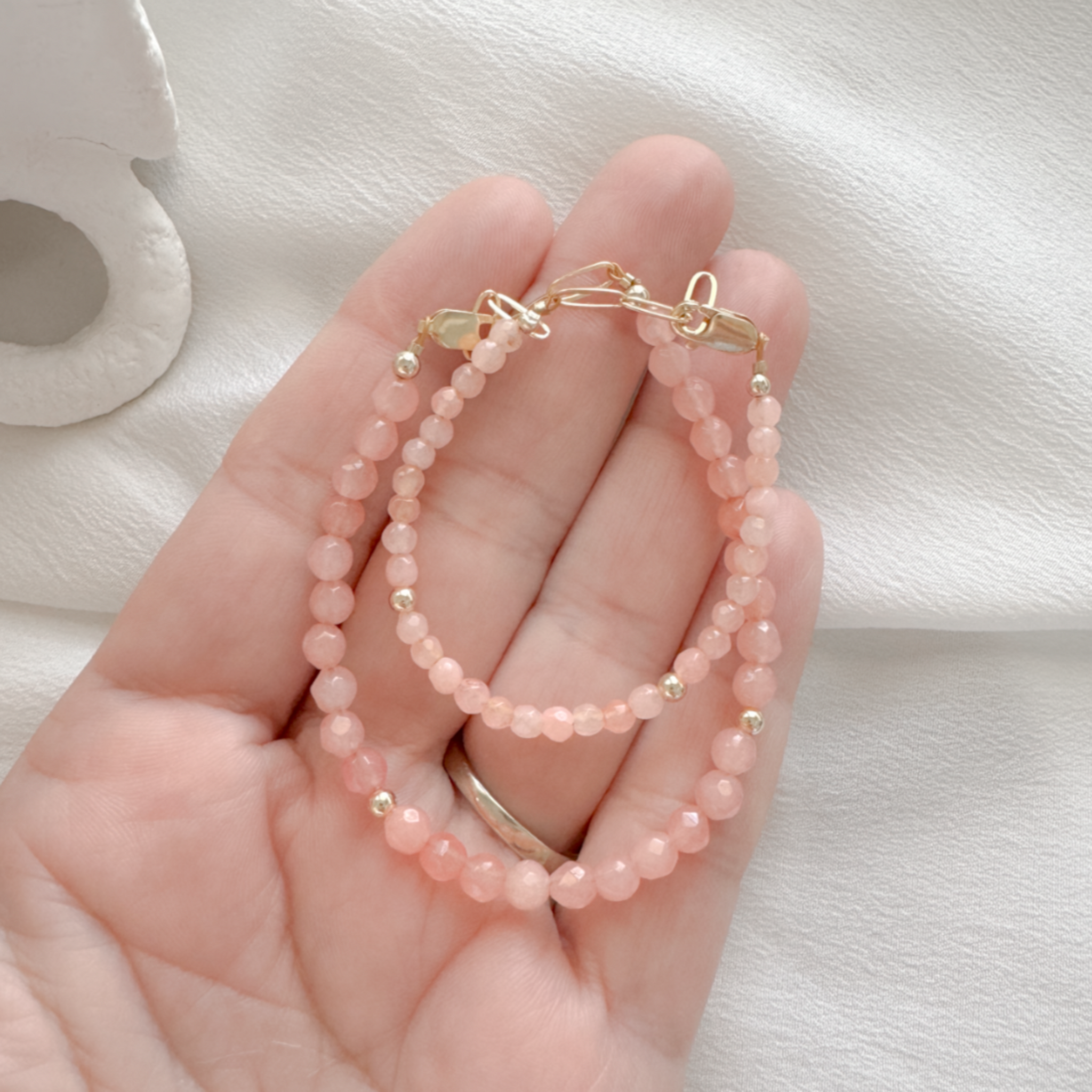 Pale Pink Natural Coral Mama and Mini Bracelets - Set or Each