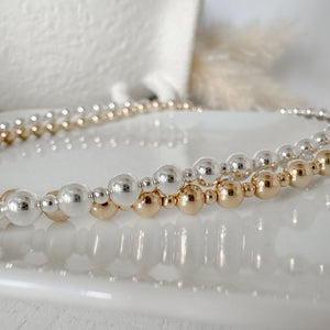 "Kristy" - Sterling or Gold Designer Beaded Layering Necklace - Mix of 5mm and 2.5mm Beads