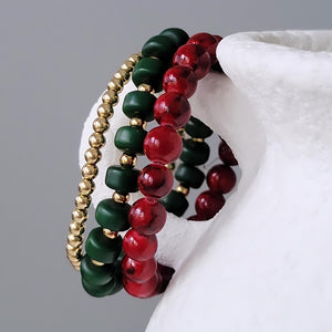 Cranberries & Pine Christmas Bracelet Set - Several Options