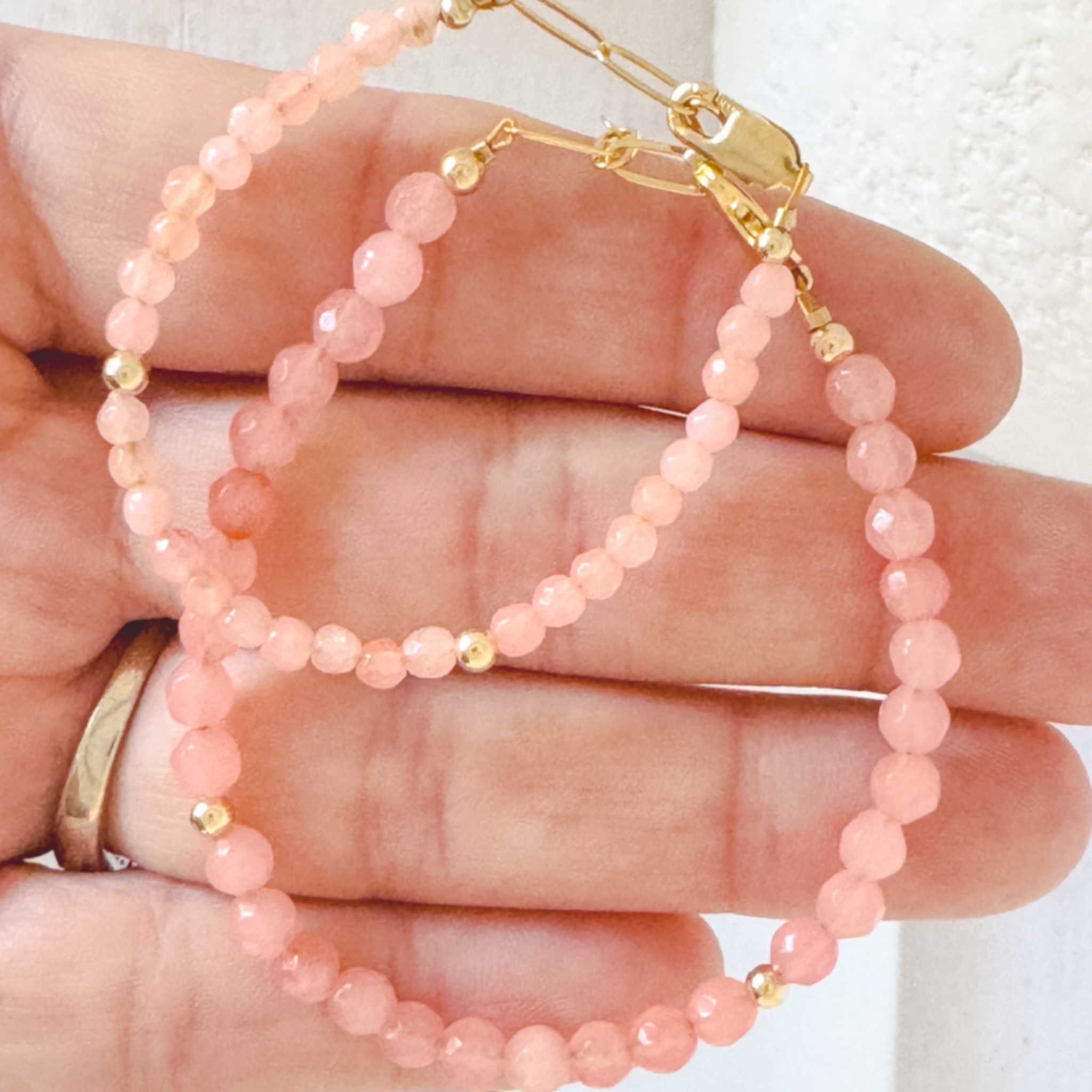 Pale Pink Natural Stone Mama and Mini Bracelets - Set or Each