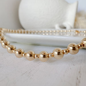 "Kristy" - Sterling or Gold Designer Beaded Layering Necklace - Mix of 5mm and 2.5mm Beads