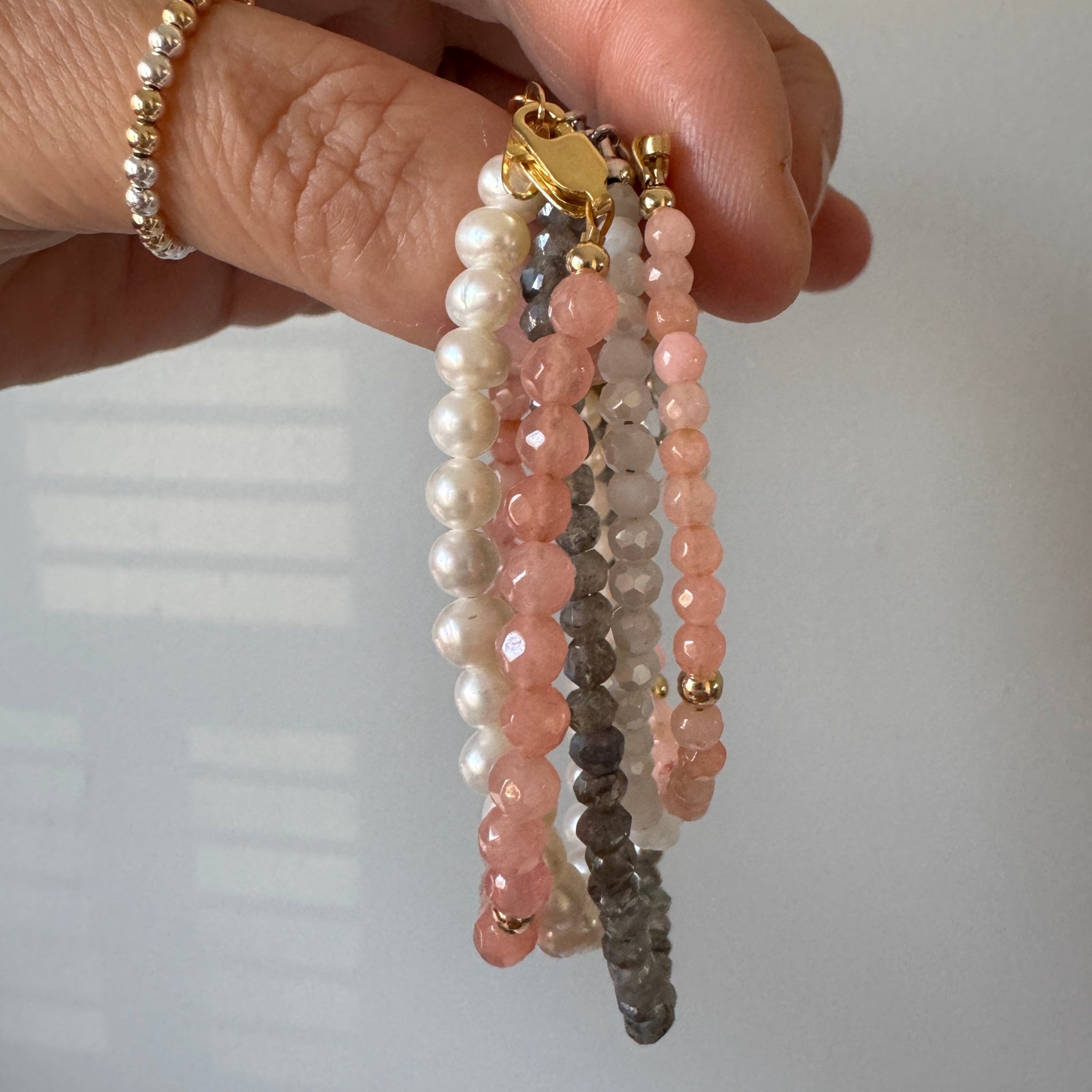 Pale Pink Natural Coral Mama and Mini Bracelets - Set or Each