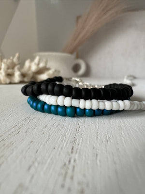 “Indi Blues” Seed Bead Bracelet Set - Set of 3 or Each
