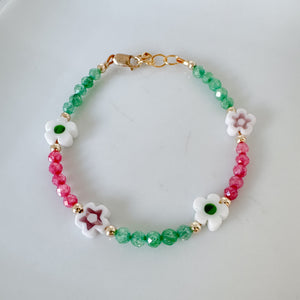 Shimmering Cubic Zirconia & Flower Stacking Bracelet - Set of 3 or Each