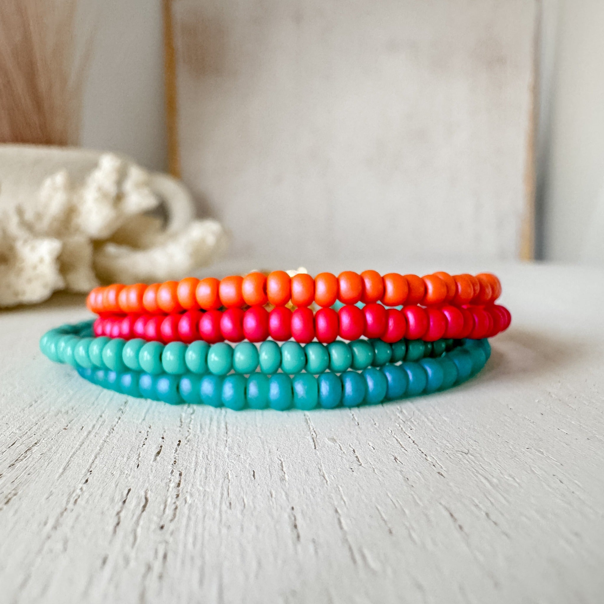 Aztec Color Collection Seed Bead Bracelet Stacking Set - Set of 3 or Each