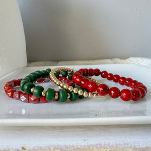 Cranberries & Pine Christmas Bracelet Set - Several Options