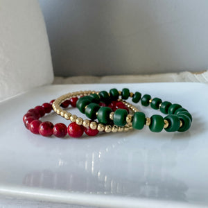 Cranberries & Pine Christmas Bracelet Set - Several Options