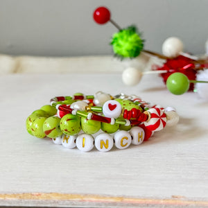 Grinchmas Christmas Bracelet Set - Set of 3 or Each - Unisex Options