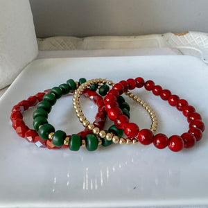 Cranberries & Pine Christmas Bracelet Set - Several Options