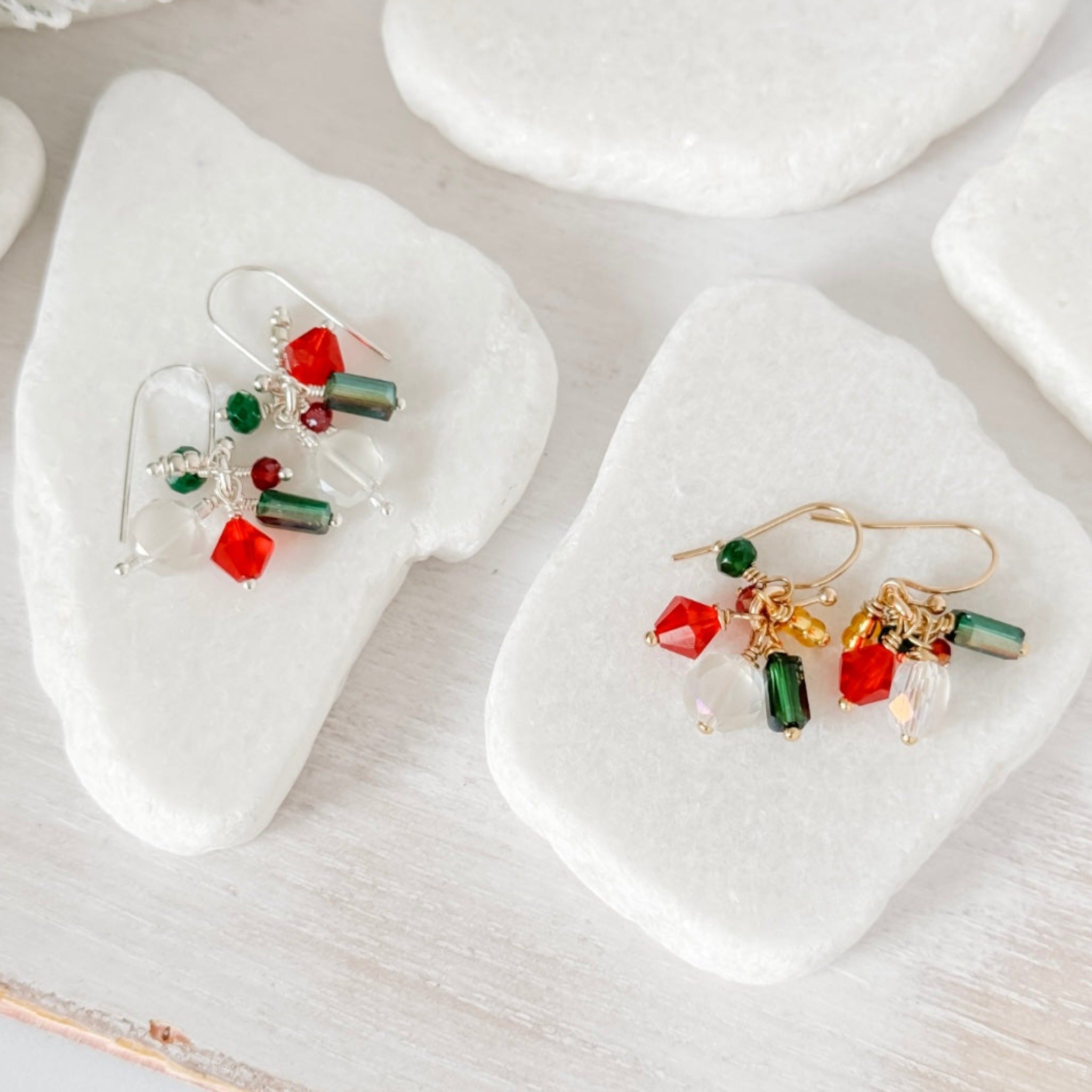 Christmas Confetti Dangle Earrings - Sterling or Gold