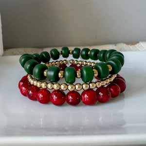 Cranberries & Pine Christmas Bracelet Set - Several Options