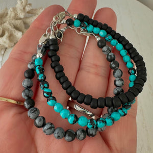 Micro Collab Natural Stone and Coconut Bead Bracelet Set - 3pc Set or Each