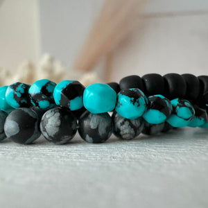 Micro Collab Natural Stone and Coconut Bead Bracelet Set - 3pc Set or Each