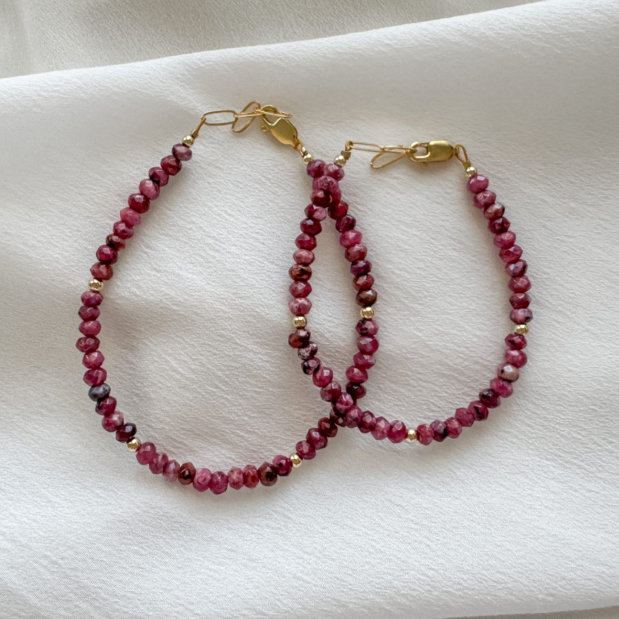 Ruby Natural Stone Mama and Mini Bracelet Set - Set or Each