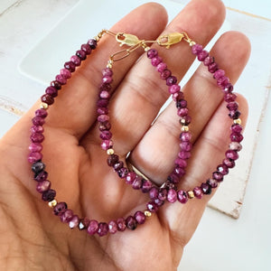 Ruby Natural Stone Mama and Mini Bracelet Set - Set or Each