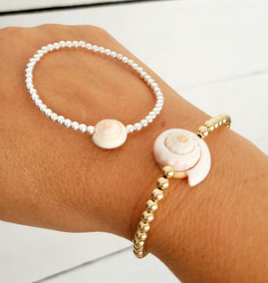 "Ariel" Shell and Bead Bracelet -  4mm Adults or 3mm Childrens