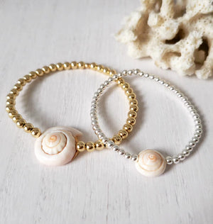 "Ariel" Shell and Bead Bracelet -  4mm Adults or 3mm Childrens