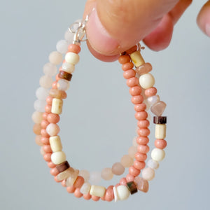 Mauve & Cream Girls Bracelet Stacking Set - Set of 3 or Each