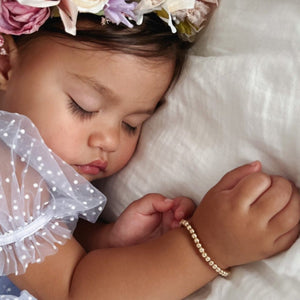 Babies/Toddlers Sterling Silver Beaded Stretch or Clasp Keepsake Bracelet - 3mm, 4mm