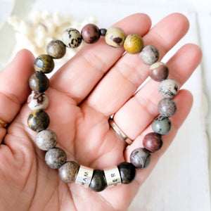 Men's Large (10mm) Stone Bead and Name Bracelet