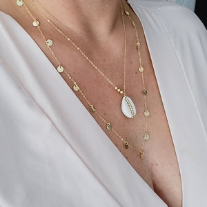 Gold Circle Drop Sequins Layering Necklace